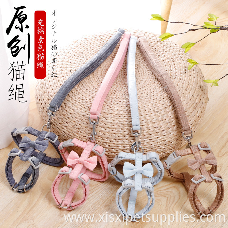 Factory direct sales Morandi plain anti-escape cat leash pet supplies